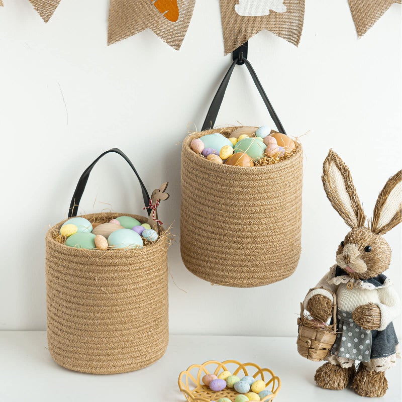 Goodpick 2pack Jute Hanging Basket - Small Woven Fern Hanging Rope Basket Flower Plants Wall Basket Decor Set Boho  7.87 x 7 x 11.7 inches - Image 5